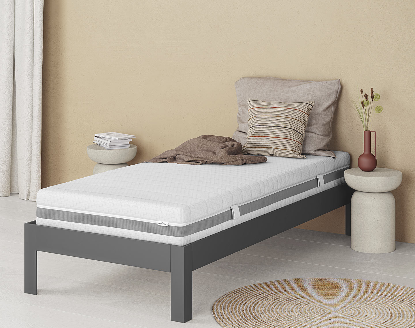 Struttura letto in metallo grigio