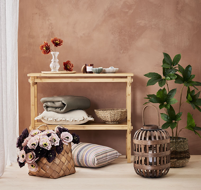 GUNNAR lantern, BANKSIA and GULDBLOMME cushion and PER paper flowers Cushions, throw, lantern, and home décor in rustic and romantic design